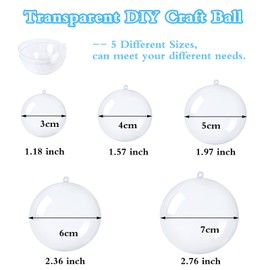 25 PCS Clear Plastic Fillable Ornaments,Transparent DIY Craft Ball,Clear DIY Christmas Ornament 5 Different Sizes for Wedding,Party,Home Decor