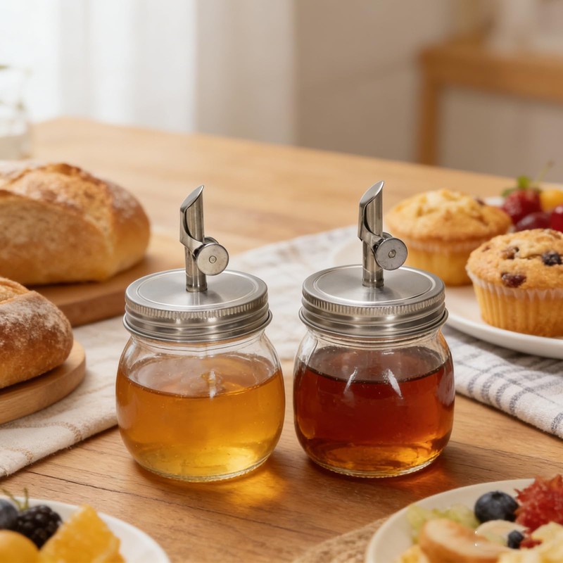 Qinpufu Glass Honey Dispenser No Drip - 10oz / 300ml