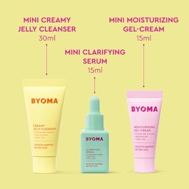 BYOMA So Clear Set - Barrier Repair Skincare Set for Acne Prone Skin - Creamy Jelly Cleanser, Clarifying Face Serum & & Gel-Cream Moisturizer - Unclog