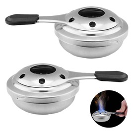 Basetousual Stainless Steel Alcohol Burner, Pack of 2 Mini Fondue Pot Burner, Fondue Burner, Pot Burner, Fondue Alcohol Burner, for Outdoor Camping Picnic Cooking (15.5 x 9.9 x 4.8 cm)