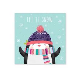 Tallon Festive Wonderland Square Xmas Christmas Cards, 'Let it Snow' Penguin - Box of 10