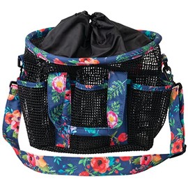 Weaver Leather Mesh Grooming Bag, Black with Floral Watercolor Binding