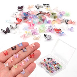 60pcs Micro Resin Butterflies, Mini Butterflies for Crafts Miniature Tiny Butterflies Dollhouse Small Butterfly Figurines for Kids Miniature Landscapes Fairy Dollhouse (Random Colors)