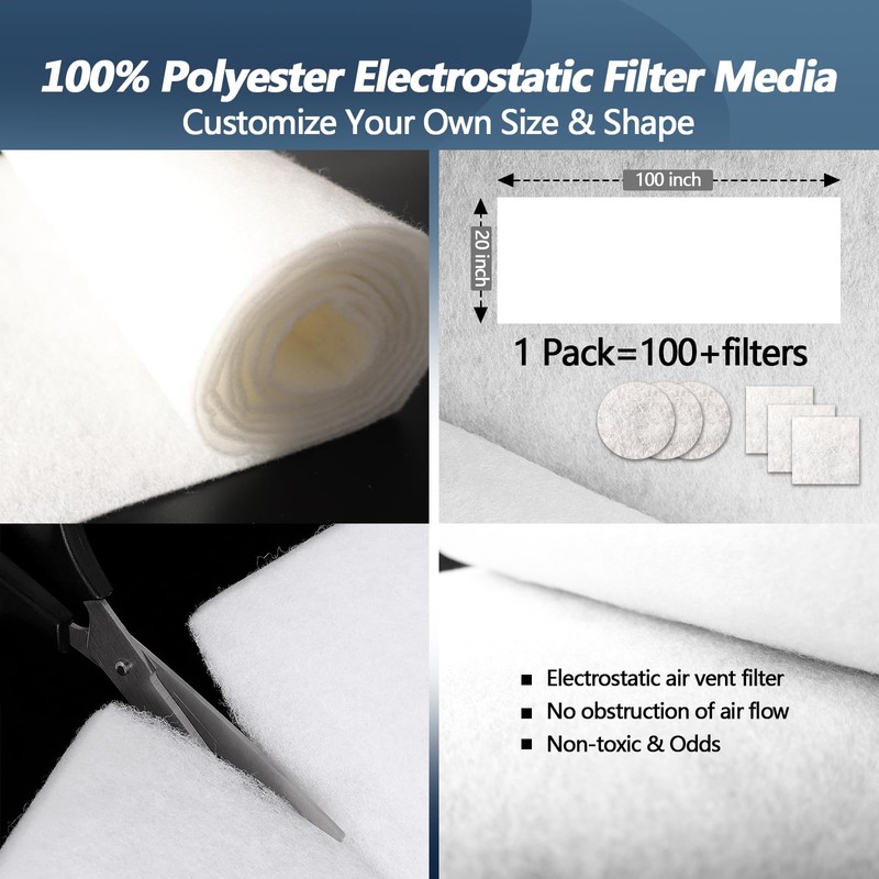 Air Vent Filter 20x100 Inch, Cut to Fit (50+filters) Air
