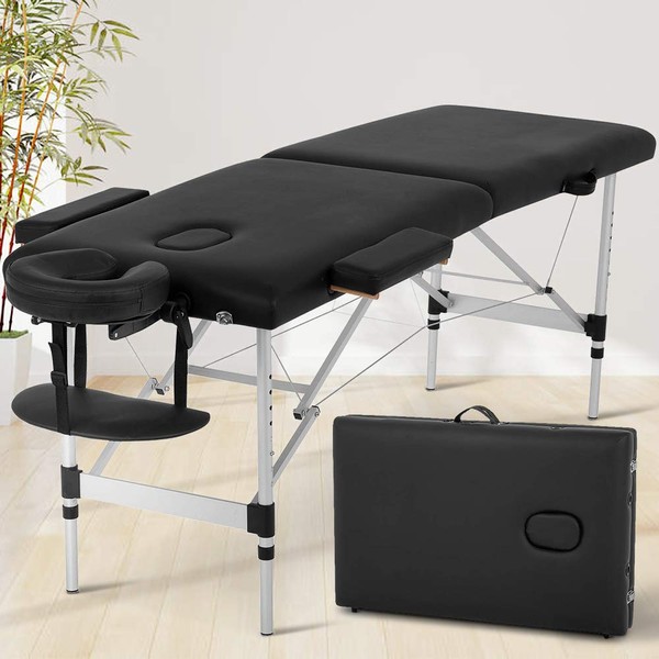 73 inch Massage Table Aluminium Frame Massage Bed Adjustable 2 Folding PU Leather Spa Bed W/Face Cradle Carry Case,450 lbs Weight Capacity