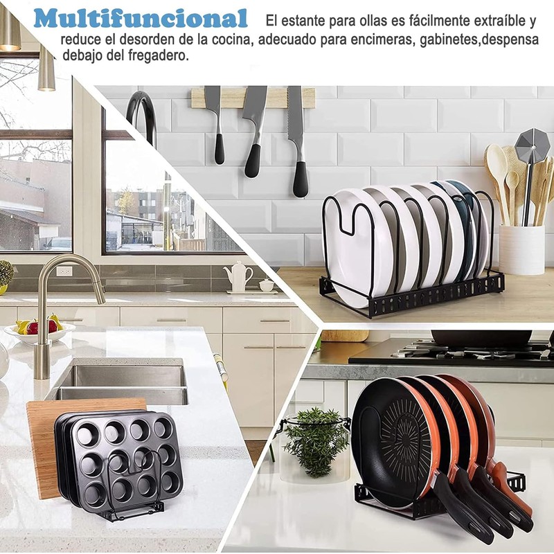 JESUS Ratería de Olla Extensible, 7 Niveles Organizador de Sartén,