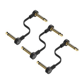 Rock Stock Guitar Pedal Patch Cables - 12 Inch S-Shape Right Angle Pedal Board Cable to Maximize Space - Durable & Low Noise Gold Plated Connectors