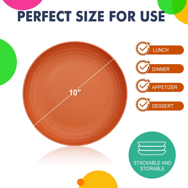 Homienly 10 inch Wheat Straw Dinner Plates Set of 8