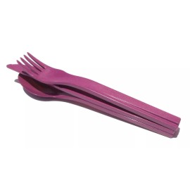 Tupperware Snap Together On The Go Utensils Fork Knife Spoon in Purple New