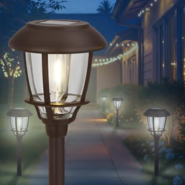 Smart Yard Solar LED Path Lights 6 Pack – 6 Lumens, Warm White, Oil-Rubbed Bronze, Stainless Steel, Solar Powered, Weather-Resistant for Walkway, Garden, Patio