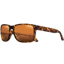 MAXJULI Sunglasses for Men, Polarized Sun Glasses for Men with TR90 Frame and UV400 Protection for Driving Fishing 8120（Leopard Frame/Tan Lens）