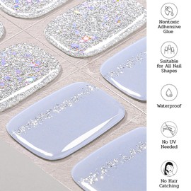 Nail Polish Strips - No UV Lamp Needed (Sky Sparkle Blue)