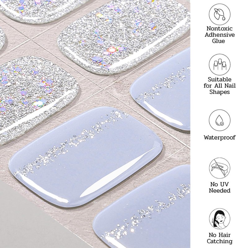 Nail Polish Strips - No UV Lamp Needed (Sky Sparkle