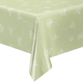 QPC Direct Dandelion Linen Effect PVC Oilcloth Table Cover Vinyl Tablecloth (Sage Green, 140 x 200cm Rectangle)