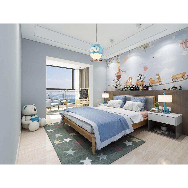 Am-Light Modern Ceiling Light with Pendant Owl Shade for Children's