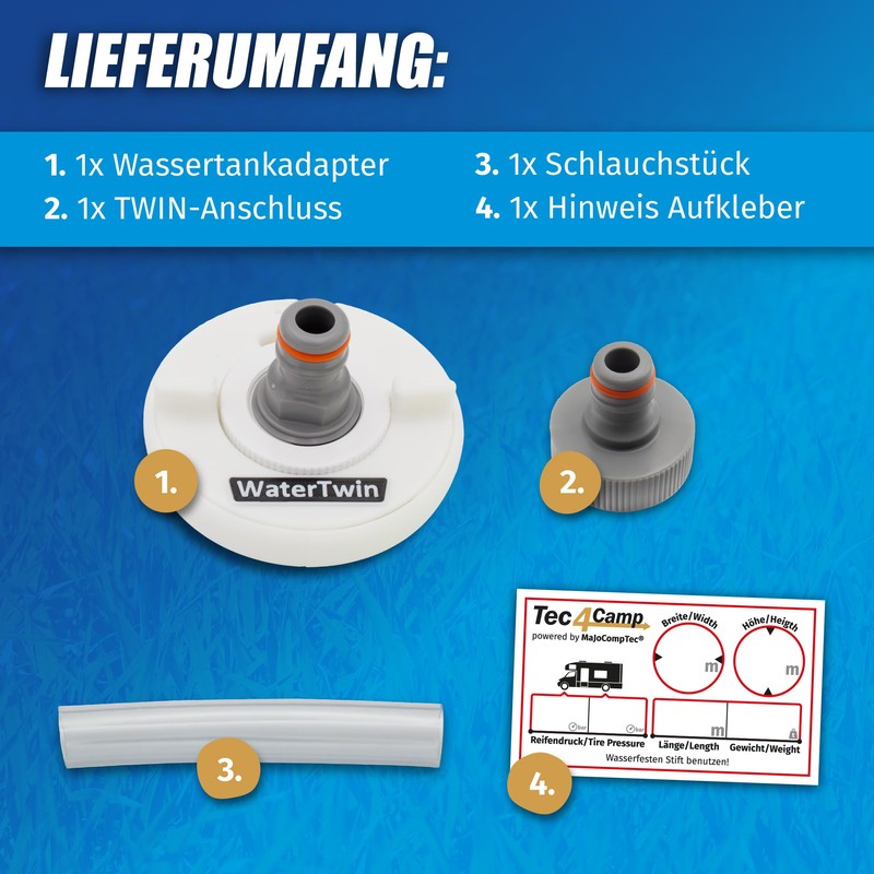 MaJoCompTec® Watertwin Fuel Cap with Water Connection | Water Tank