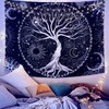 KHOYIME Tree of Life Tapestry Sun and Moon Tapesties Black