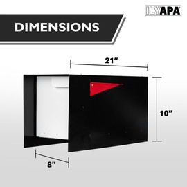 Ilyapa Modern Design Mailbox, Black & White Powder Coated, Tab Pull Handle, Durable and Corrosion Resistant, Stainless Steel Hinges & Magnetic Door