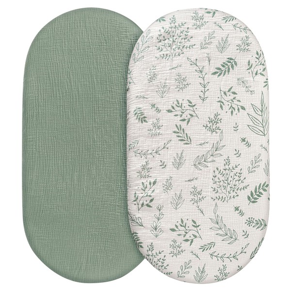 LYRICHOM BABY Muslin Bassinet Fitted Sheets, 2 Pack for Baby