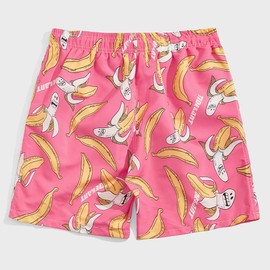 SNOW DREAMS Traje de baño para hombre, 5 pulgadas, pantalones cortos de playa Qucik Dry para hombre, ligeros, Rosa (Pink Banana), X-Large