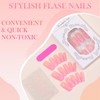 Pink French Tip False Nails - 24Pcs Coffin Press-On Nails