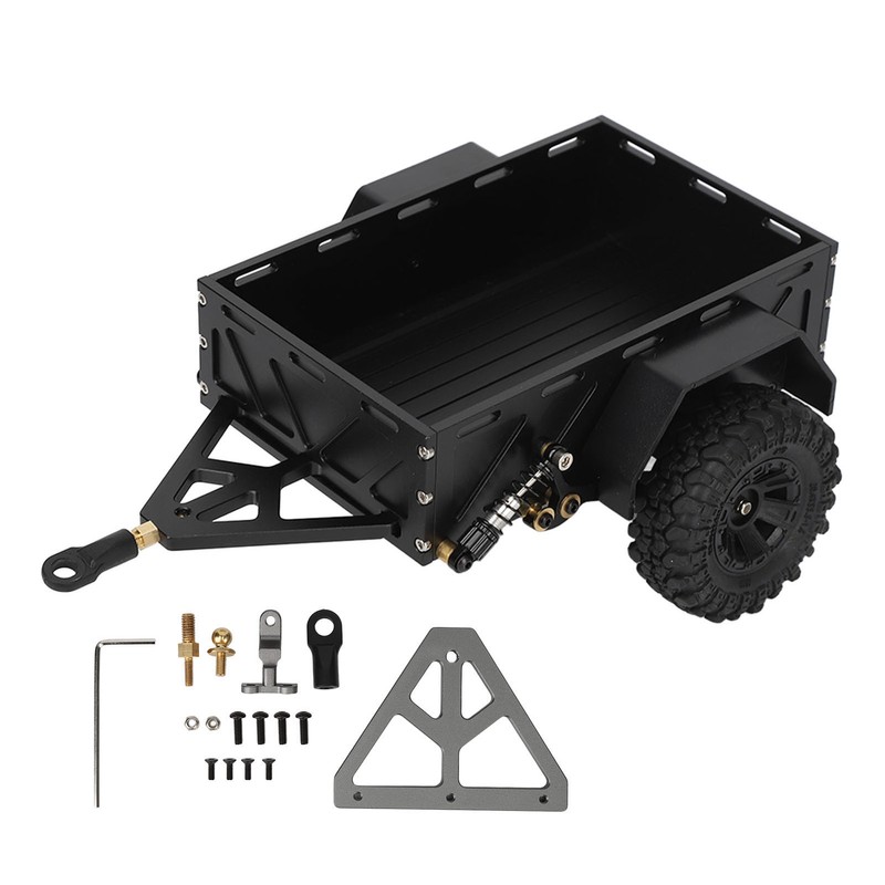 RC Car Hitch Trailer Aluminum Alloy Antislip Rubber Tire Rustproof