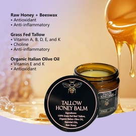 Beef Tallow Skincare, Tallow Face Cream, Tallow Cream, Natural Sebum & Honey Beef Tallow Cream, Deeply Nourishing, Suitable for Dry Skin on the Face and Body, Lavender, 100 g