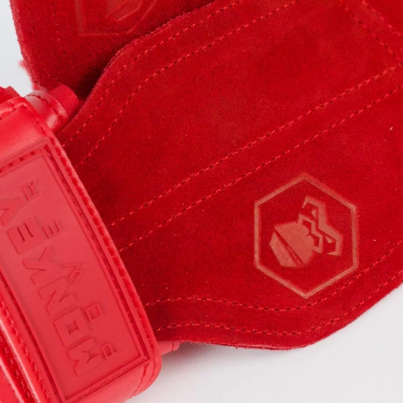 Monkey Power Straps con Callera de Piel Rojos, Gym Crossfit