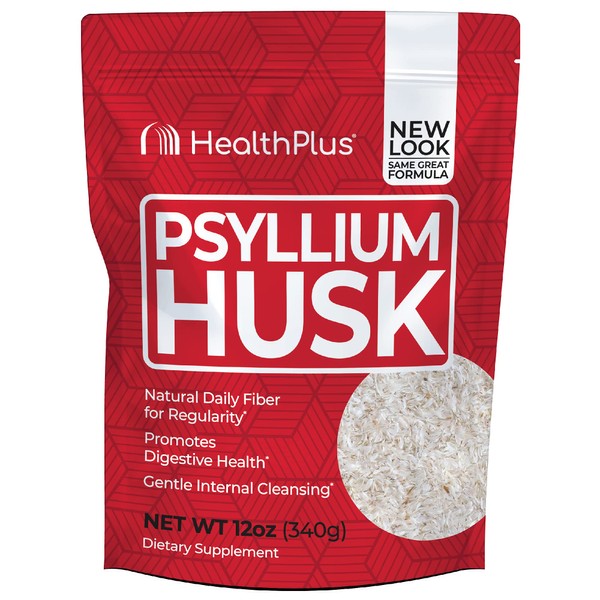Health Plus Psyllium Husk - Weight Management - Detox, Natural Daily Fiber Powder (12-Ounces, 48 Servings)