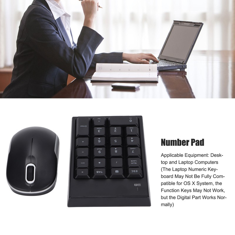 Numeric Keyboard Mouse Set MC‑61CB Wireless 2.4g Portable Silent Keypad