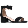 Suede Open Toe Ankle Strap Sandal - Trendy Kitten Heel