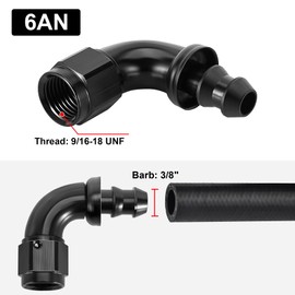 EVIL ENERGY 6AN 90 Degree Push Lock Fitting One Piece Full Flow Hose End