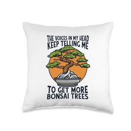 Bonsai Tree Plant Tools Care Kit Set Gifts Ideas Voices Telling Me to Get Pots Bonsai Throw Pillow, 16x16, Multicolor