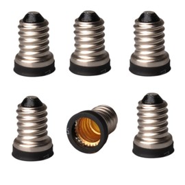 E-Simpo 6pcs E14 to E12 Lamp Base Adapter, EU Small Edison Screw (E14) to North America Chandelier Screw (E12) Socket Reducer,E14 a E12 Candelabra Lampholder Converter