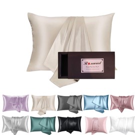 Hypoallergenic Silk Pillow Cases Queen for Acne Prone Skin-19 Momme Organic Silk Pillowcase for Hair and Face Made in USA-6A Grade, Zipper Closure, Anti Aging, Anti Acne (Beige, Queen 20''x30'')