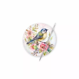 Unbranded Bird on a Soft Floral Background Magnetic Needle Minder Embroidery Cross Stitch - 1.50 inch