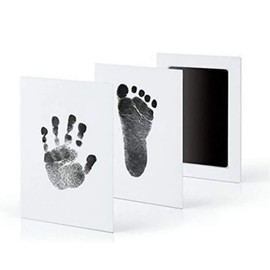 QIOON Baby Handprint and Footprint Kit - Inkless Clean-Touch Keepsake for Newborn, Pet Paw Print Kit - Non-Toxic and Perfect for Baby Gifts - Black (1 Pack)