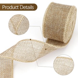 Burlap Ribbon for Crafting Christmas Ribbon for Gift Wrapping 1.57" X 10 Yard Ruban Decoratif Burlap Fabric Gift Ribbon Natural Burlap Tree Warp Roll Decorative Ribbon Bows Rustic Ribbon 2pcs