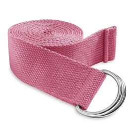for 7-1/2' Woven Cotton Blend Yoga Strap - Stretching Exercise Prop Belt - Pink