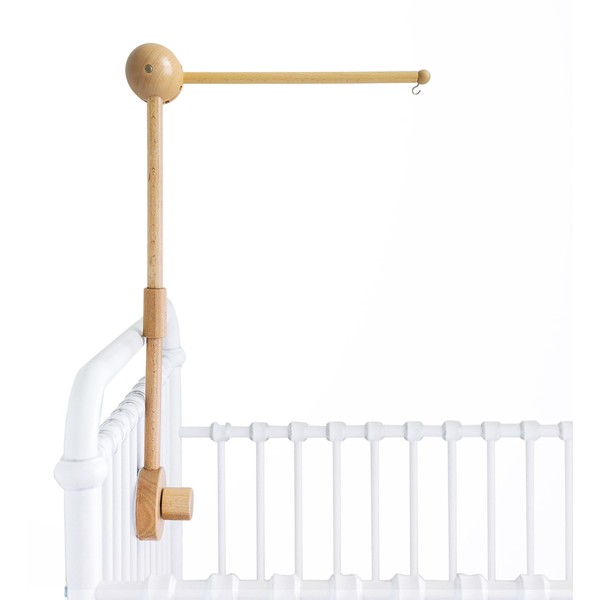 Sorrel + Fern Wooden Baby Crib Mobile Arm, 3D 360° Adjustable - Baby Mobile Holder Arm (31 inch, 100% Natural Beech Wood) - Strong Anti Slip Attachment - Nursery Décor