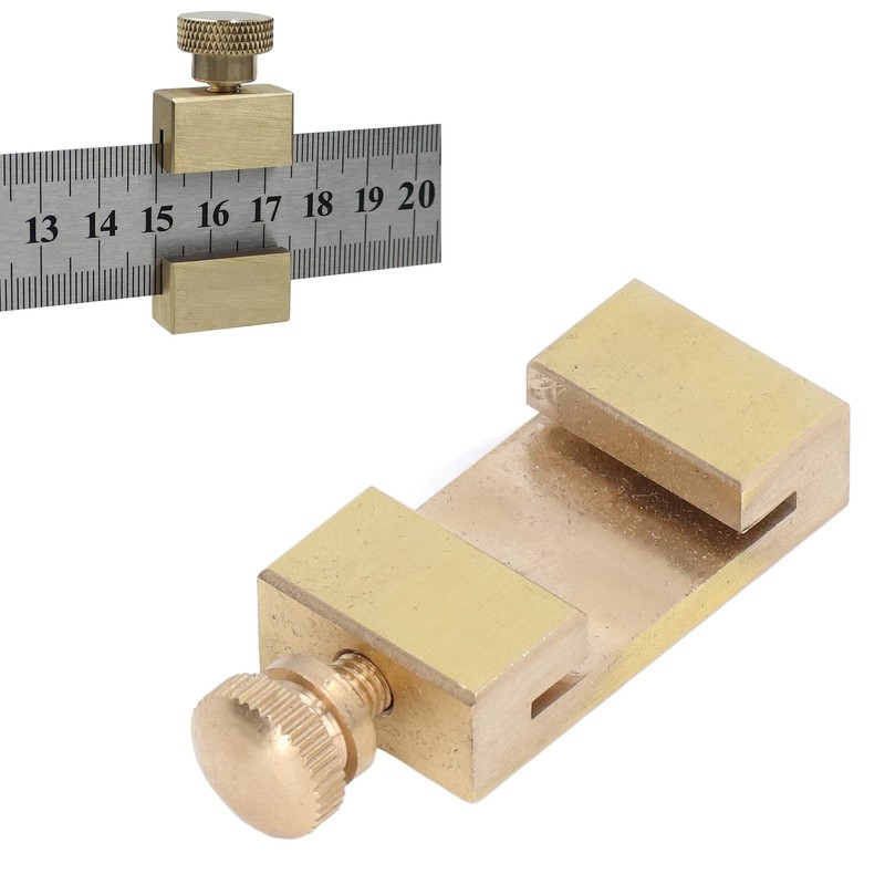 MUNEFE Brass Steel Ruler, Brass Marking Tool, Marking Gauge Stop