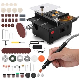 Mini Multi-Functional Table Saw - Portable Electric Desktop Saw for Wood/Plastic/Acrylic/PCB, Adjustable Speed & Angle, All-in-One Cutting, Sanding, Engraving | Liftable Design with More Accessories