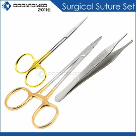 ODONTOMED2011 Professional Suture Removal Kit Surgical Iris Scissors TC Needle Holder Forceps