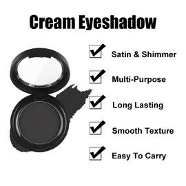 Single Matte Black Eyeshadow, Black Eye Make-Up Pressed Fine Powder Eyeshadow High Pigment Longwear Waterproof Single Black Eye Shadow With Brush for All Skin Tone
