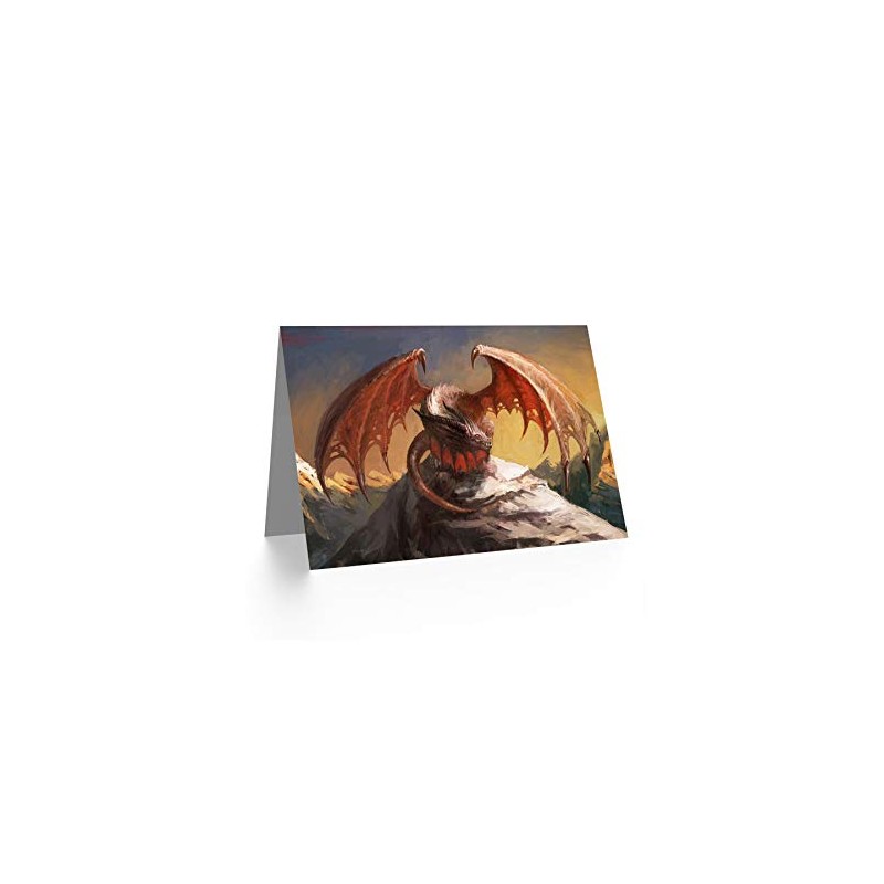 FANTASY DRAGON MOUNTAINS S BLANK GREETINGS BIRTHDAY CARD ART