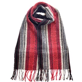 YARAWI 100% Baby Alpaca Scarf For Women. Exclusive Black And Red Tones Design. Handmade Fashion Accessory. Made In Peru With Baby Alpaca Fiber. Extremely Soft, Warm and Hypoallergenic