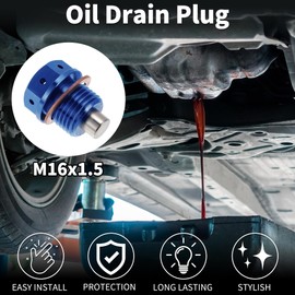 X AUTOHAUX M16x1.5 4MM Magnetic Oil Drain Plug Titanium Alloy Sump Drain Nut Bolt with 1 Copper Washer Blue 1 Pc