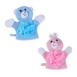 HONMEET 2pcs Cartoon Boy Girl Bath Scrubber Towels Compact Bath Foaming Tool for Boy Girl Rich Bubbling Easy to -drying for Daily Deep Cleansing Design