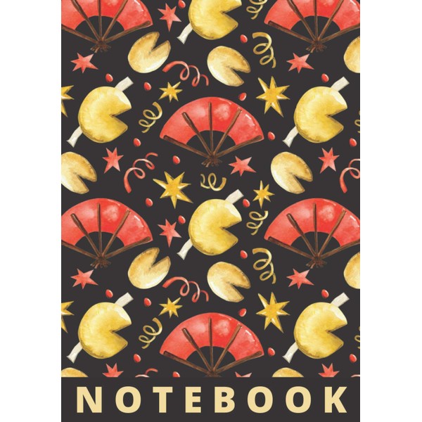 A4 Lined Notebook: Chinese New Year Theme. Fortune Cookies and