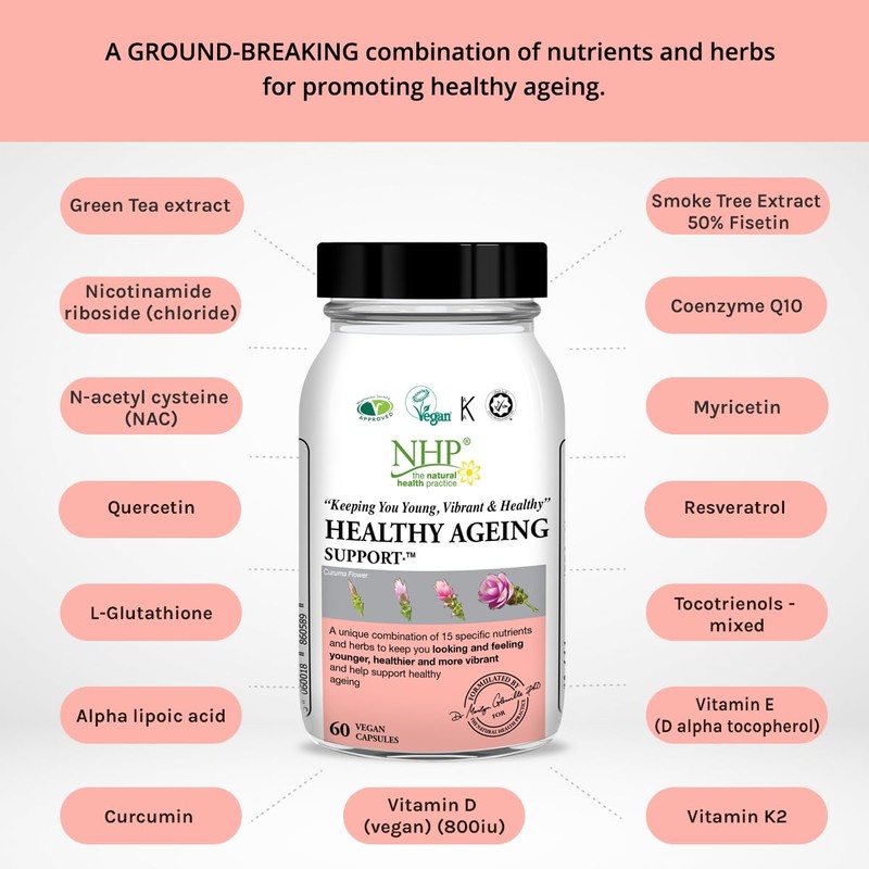 NHP Healthy Ageing Support – 90 Vegan Capsules, Advanced Longevity